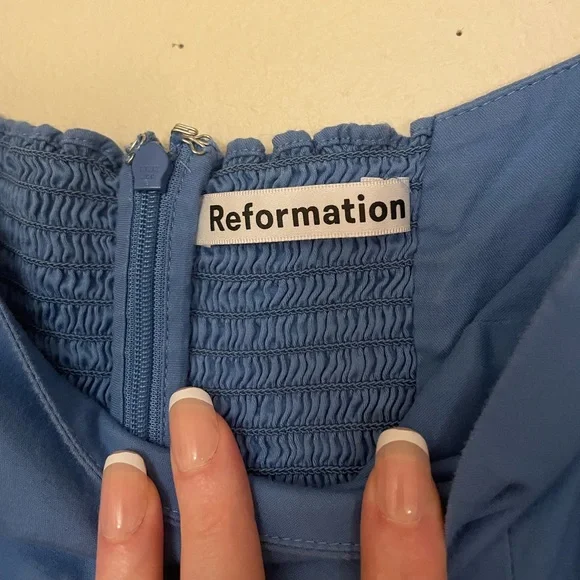 Reformation Blue Michaela Puff Sleeve Mini Dress - Picture 7 of 9